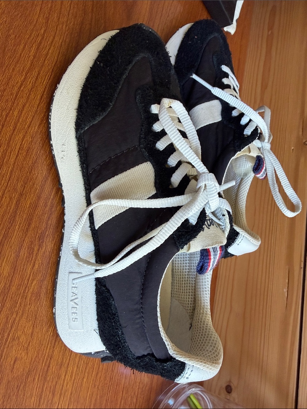 SeaVees Acorn Trainer Black and White Low-Top Canvas Sneakers with Stripe Tab